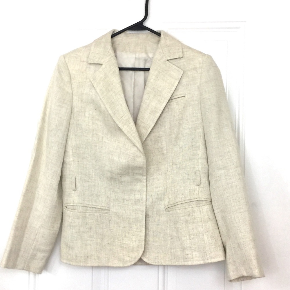 Devon Hall beige tweed jacket - hidden button M